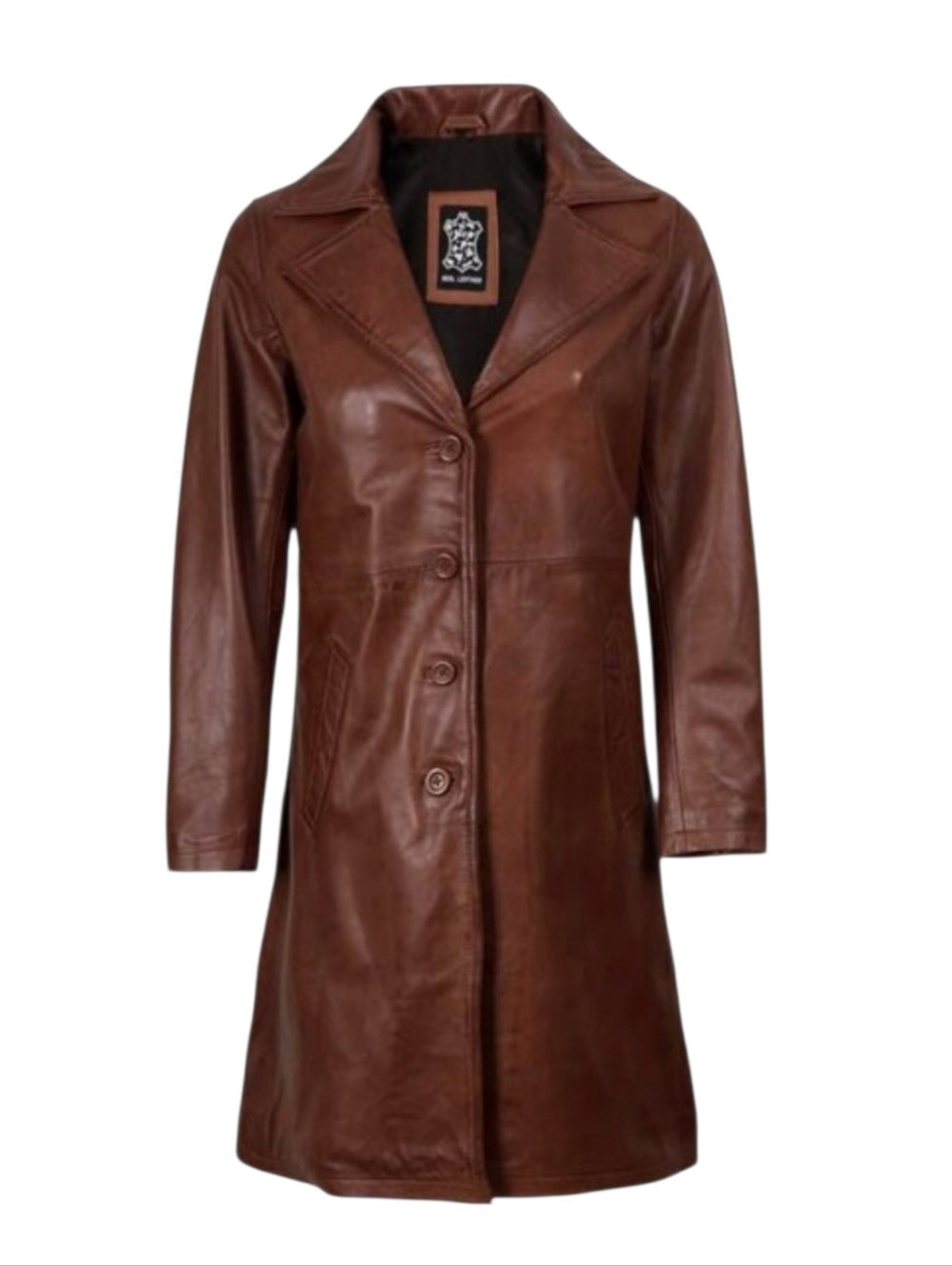 *NWT* Genuine Lambskin Leather Trench Coat Women Car Coat Soft Leather Size S - Picture 2 of 14